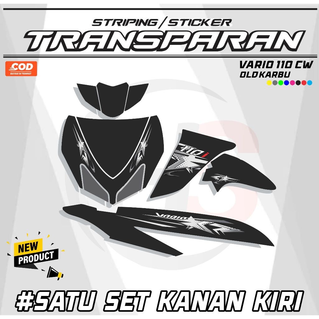 TRANSPARENT TICKER STRIPING สําหรับ HONDA VARIO CW OLD CARBON MOTORCYCLE, LATEST VARIATION SIMPLE H6