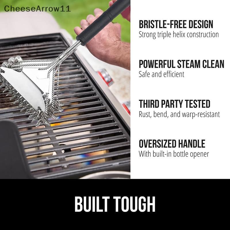 CHE Heavy Duty Bristle Triple Helix Grill Brush พร้อม Scraper สําหรับเตาย่างกลางแจ้ง อบไอน้ําอย่างปลอดภัย TH