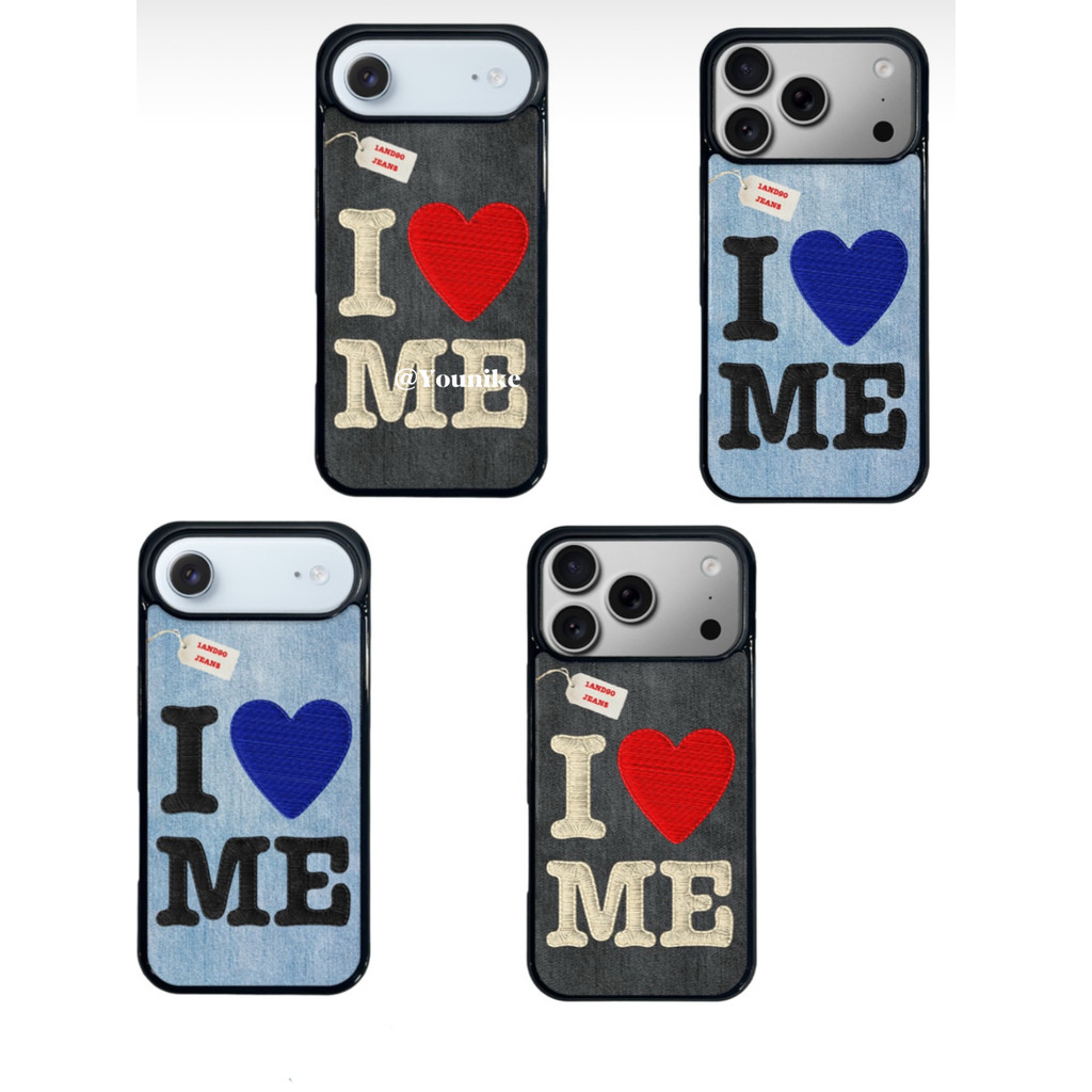 I love me Couple Style Denim Blue สไตล์เกาหลี ins เหมาะสําหรับ iphone17air/17promax เคสป้องกัน Apple 16 เคสโทรศัพท์ 16promax เคสป้องกัน 15 กันกระแทก 13/14 เคส 11/12 กันกระแทก