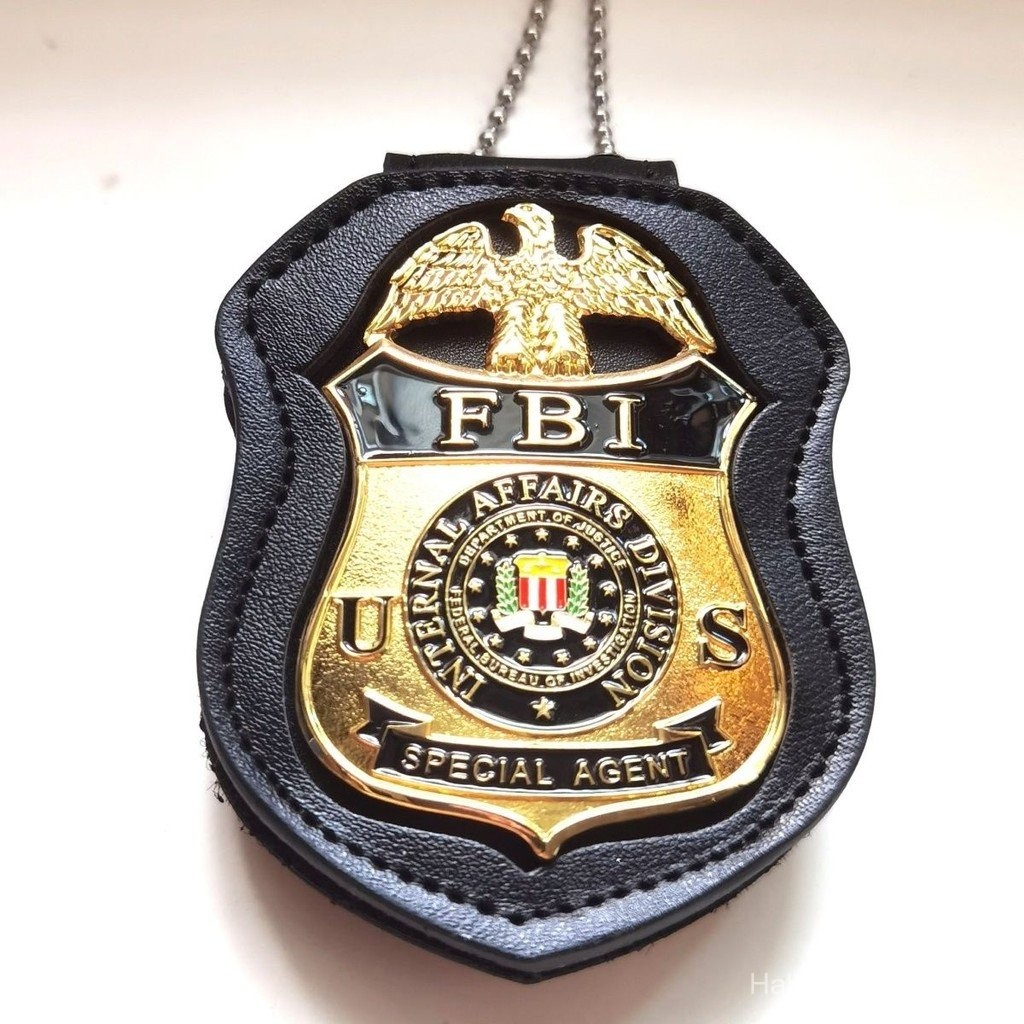 FBI FBI ทองแดงบริสุทธิ์ Big Badge ฝังถาดหนัง Army Fan COSPLAY E5EY
