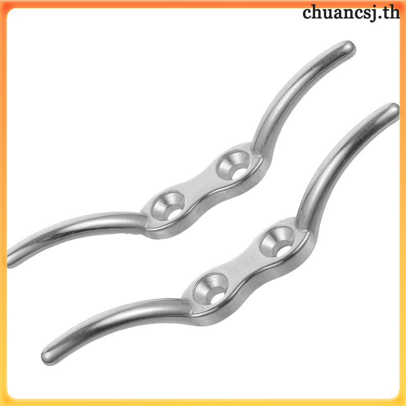 📦 2 Pcs อุปกรณ์เรือ อุปกรณ์ยอชต์ คลีทเชือกสำหรับท่าเรือ ดาดฟ้า สแตนเลส