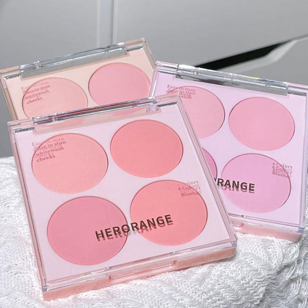 Herorange 4 Color Blush Palette Long-lasting Smooth Face Makeup Blush Matte K0v9