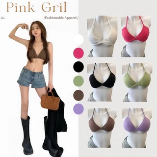 💋Pink girl💋พร้อมส่ง ท่านหญิง เสื้อบิกินี่ ผ้าไหมพรม มีฟองน้ำในตัว สีสันต้อนรับทะเล *FY164-H*