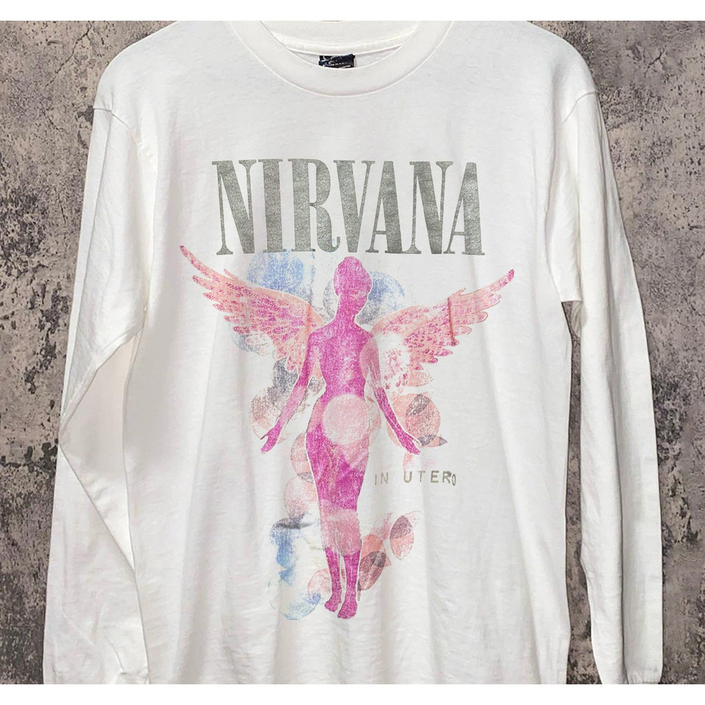 Nirvana Smiley ท็อปแขนยาว ผ้าฝ้ายแท้ สไตล์เรโทรอเมริกา สำหรับทั้งผู้ชายและผู้หญิง