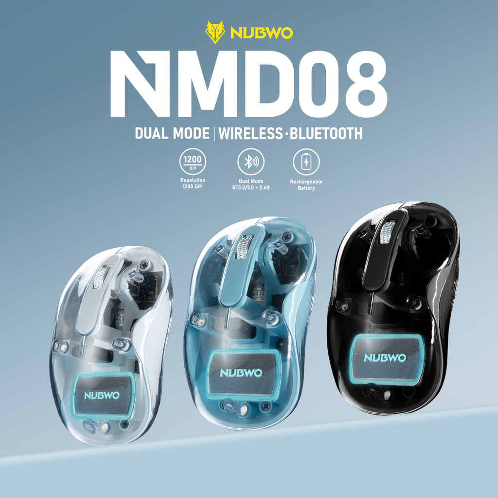 [รับประกัน 1 ปี] NUBWO NMD-08 Mouse Dual Mode เมาส์ไร้สาย เชื่อมต่อผ่าน  2.4 GHz / Bluetooth มีให้เลือก 3สี ใช้งานง่าย