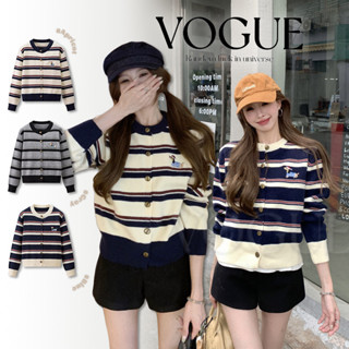 Vogue🌟พร้อมส่ง🌟 เสื้อไหมพรมแขนยาว คอกลม ผ้ากันหนาว ดีเทลลายท…