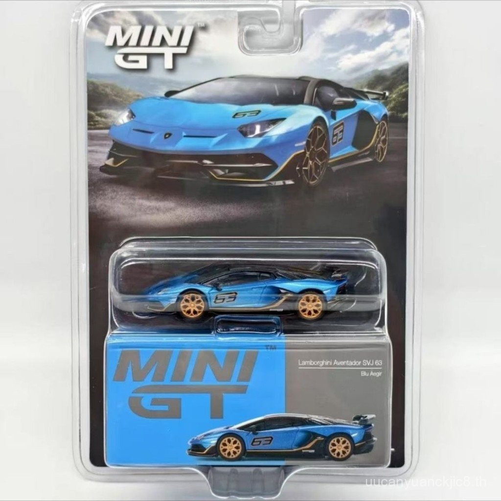 เวอร์ชั่นอเมริกัน MiniGT 784 Lamborghini Aventador SVJ63 สีฟ้า 1: 64 โมเดลรถโลหะผสม