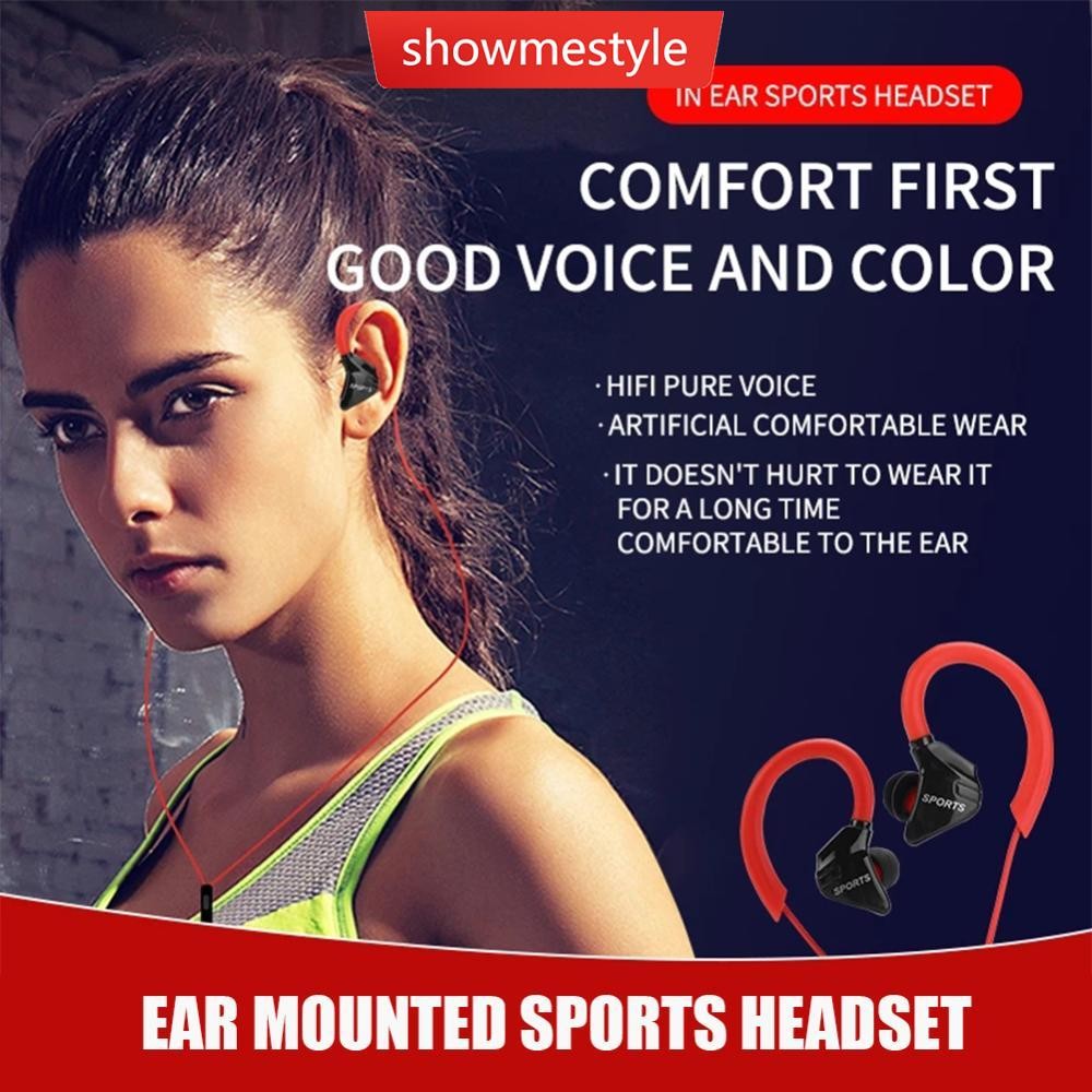 SMS G3 กีฬาหูฟังสายหน่วยความจํากันน้ํา IPX5 Mic In-Ear Earhook เพลงหูฟังมือถือสเตอริโอเบส L7Q7