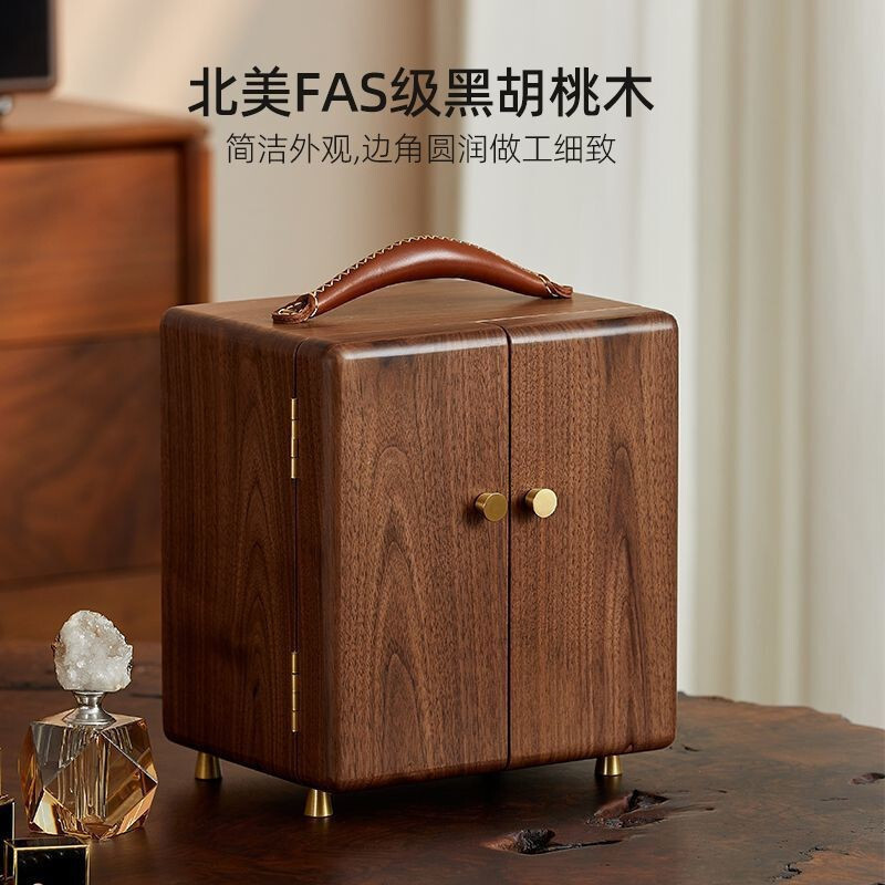 HOT DEAL Nalanduo Good Walnut กล่องเครื่องประดับไม้เนื้อแข็ง High-end ความจุขนาดใหญ่ต่างหู Studs สร้