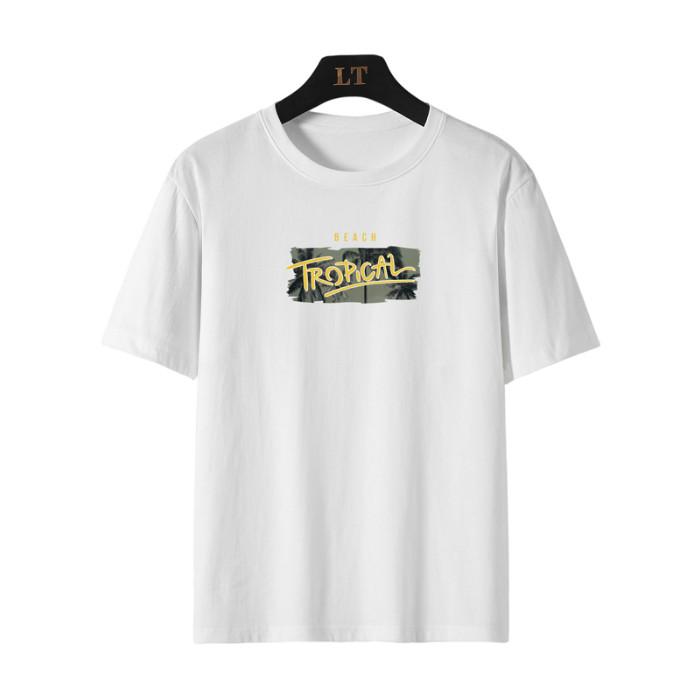 2025 New 2025 Short Sleeve Men's T-Shirt Summer Ins Trend Brand Couple Outfit Heavy White Loose Men'