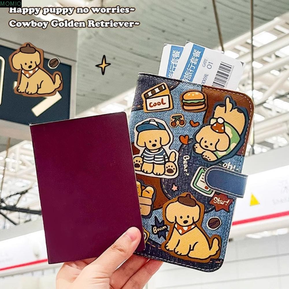 MXMIO ปกหนังสือเดินทางลูกสุนัขพร้อมช่องใส่การ์ด,กันน้ํามัลติฟังก์ชั่แมวหนังหนังสือเดินทางกระเป๋า,ง่ายตั๋วโฟลเดอร์กรณีบัตรเครื่องบินตรวจสอบ-ใน RFID ปิดกั้นหนังสือเดินทางคลิปเดินท