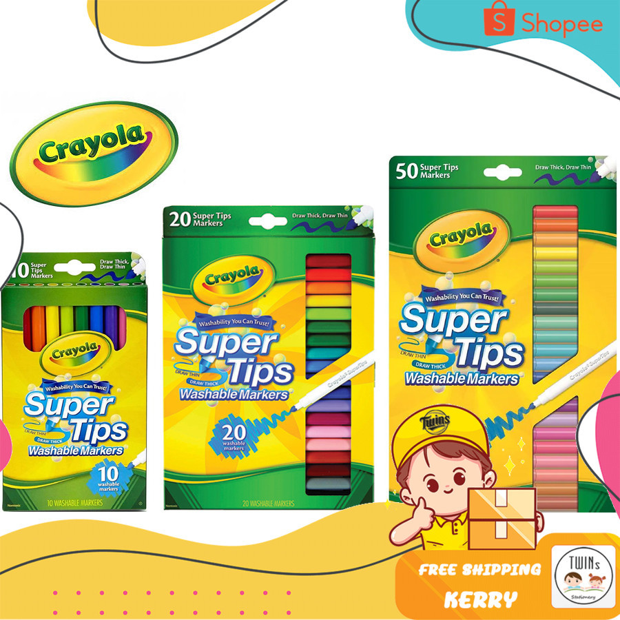 ถูกสุด ปากกาสี Crayola Super Tips รุ่น 10 / 20/ 50 / 100 สี