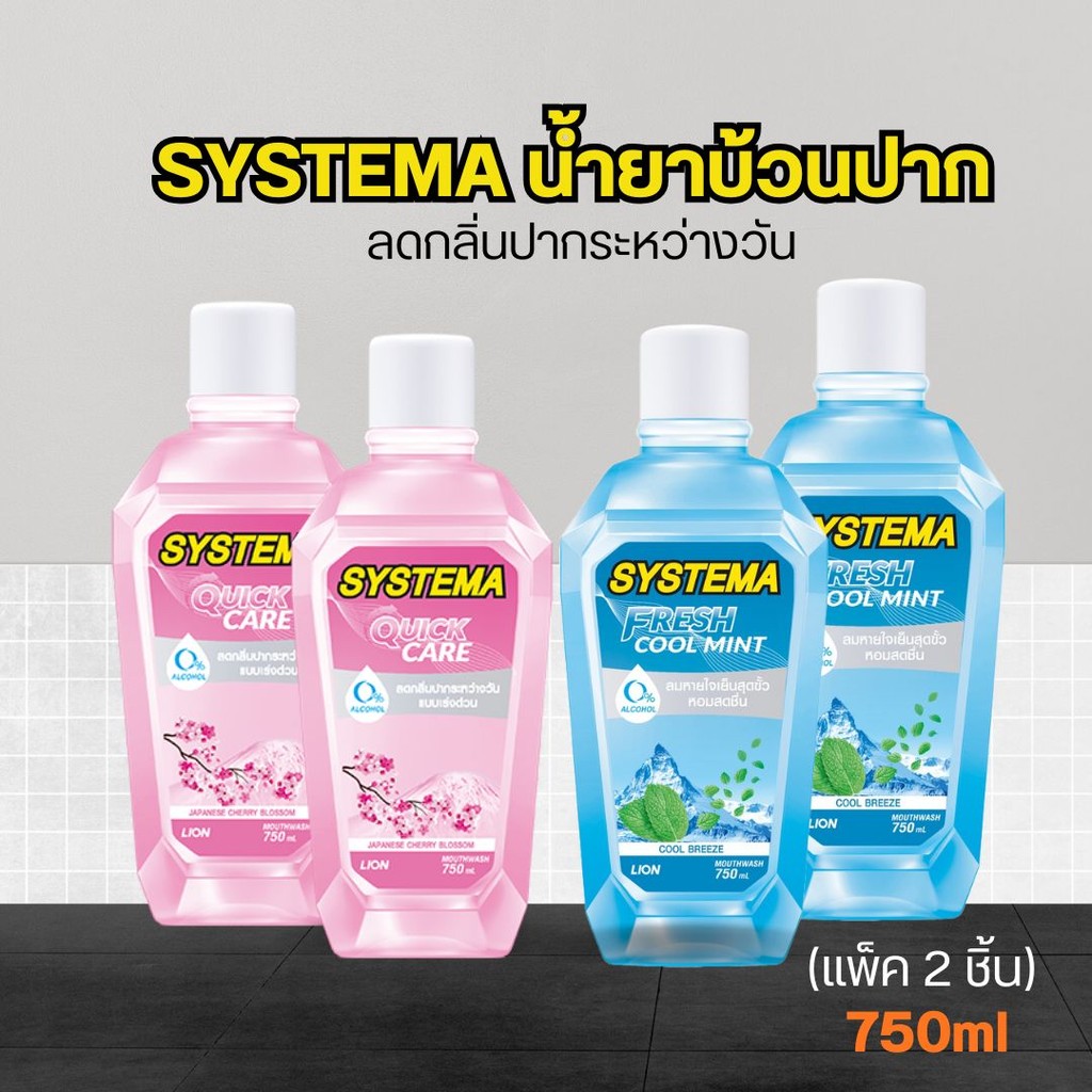 (แพ็ค 2 ชิ้น) SYSTEMA น้ำยาบ้วนปาก ลดกลิ่นปากระหว่างวัน 750ml by กำตังค์