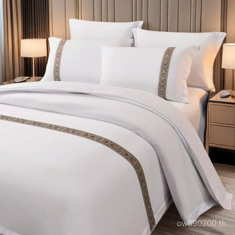 ชุดผ้าห่มและที่นอนสี่ชิ้น สีขาวบริสุทธิ์ สำหรับโรงแรม ZPW8