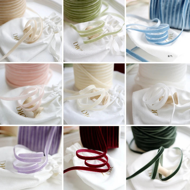 12Yards/Lot 6 มม.10 มม. ( 2/8") Single Faced กํามะหยี่ริบบิ้นสายรัดแถบคาดศีรษะอุปกรณ์เสริมผมผสมสีลูก