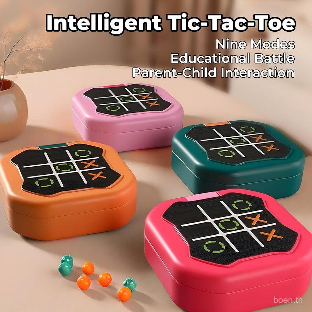 Tic Tac Toe Game,7-in-1 เกมกระดานมือถืออิเล็กทรอนิกส์สําหรับเด็ก (กุหลาบแดง)