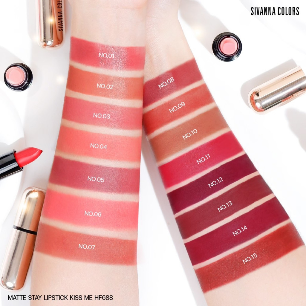Sivanna รุ่นปลอกทอง Matte stay lipstick kiss me HF688