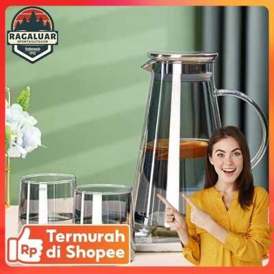 GIANIXI เหยือกน้ําแก้วทนความร้อน 1.8L พร้อม 2 ถ้วย - GX18