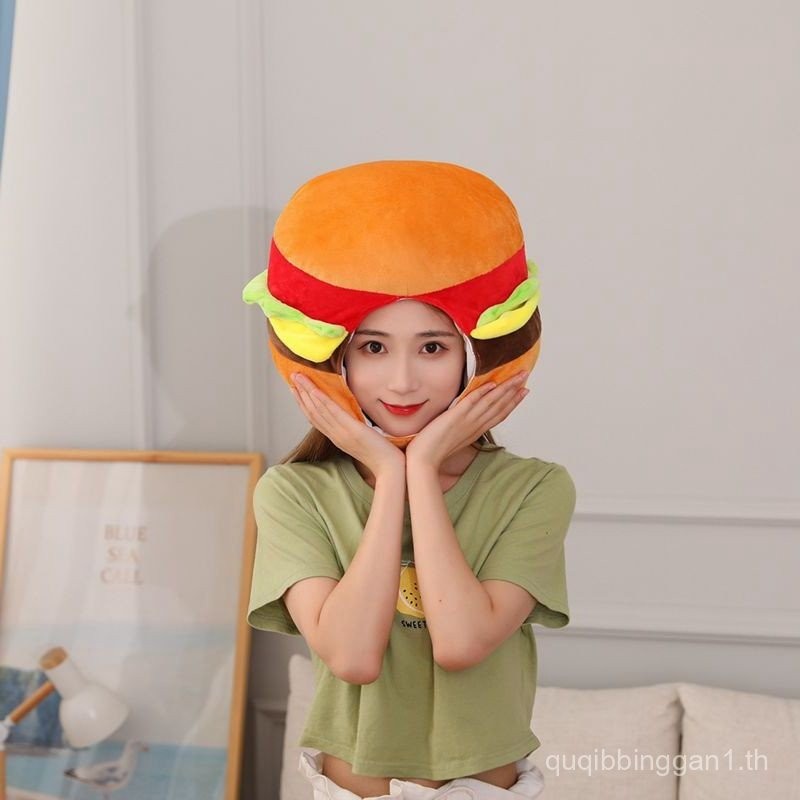 ขายส่ง Burger Headgear Hat Plush Headgear Photo Props Photo Props หมวกการ์ตูน