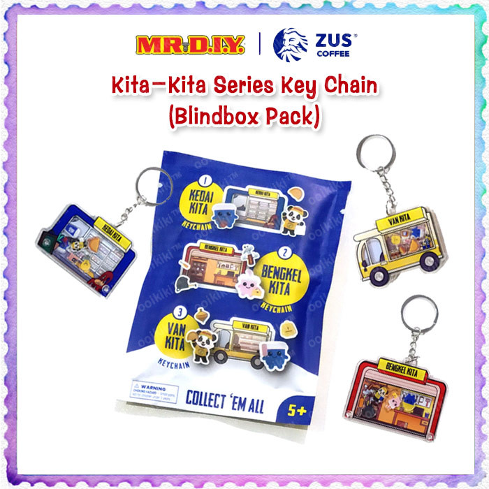 ZUS x MR DIY Kita-kita Series อะคริลิคพวงกุญแจกล่องตาบอดแพ็ค/Pek Buta Rantai Kunci keyring กล่อง bli