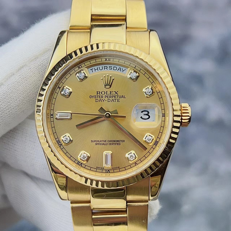 Rolex Rolex Week Calendar Type DD นาฬิกาผู้ชาย118238เครื่องชั่งเพชร เครื่องจักรอัตโนมัติ 36มม