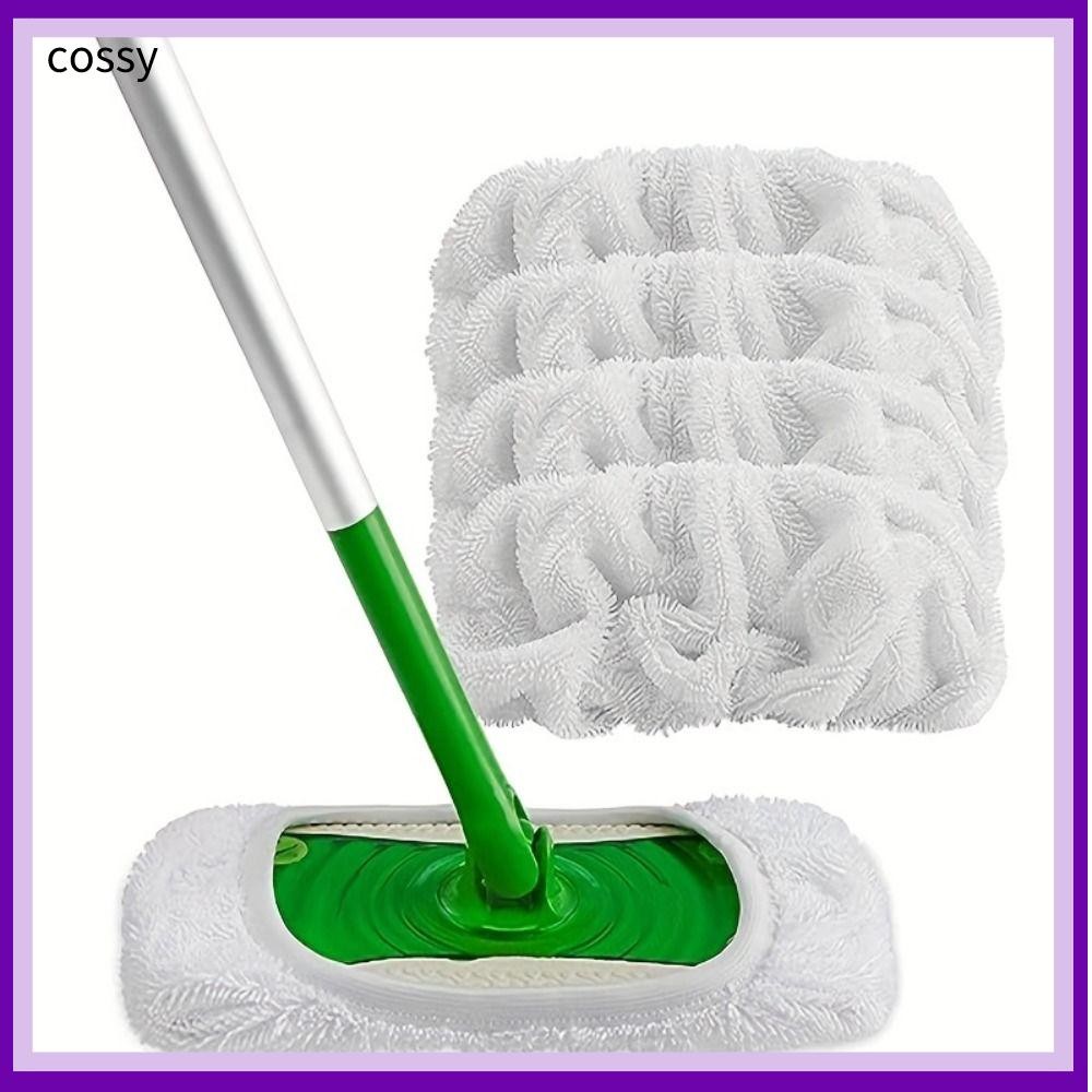 COSSY 1/4 ชิ้น Mop Pad เปลี่ยน,นํากลับมาใช้ใหม่ไมโครไฟเบอร์ Pad ไมโครไฟเบอร์ Mop Pads,ล้างทําความสะอาดได้แบน Mop Head เปลี่ยนผ้าสําหรับ Wet & แห้งทําความสะอาด