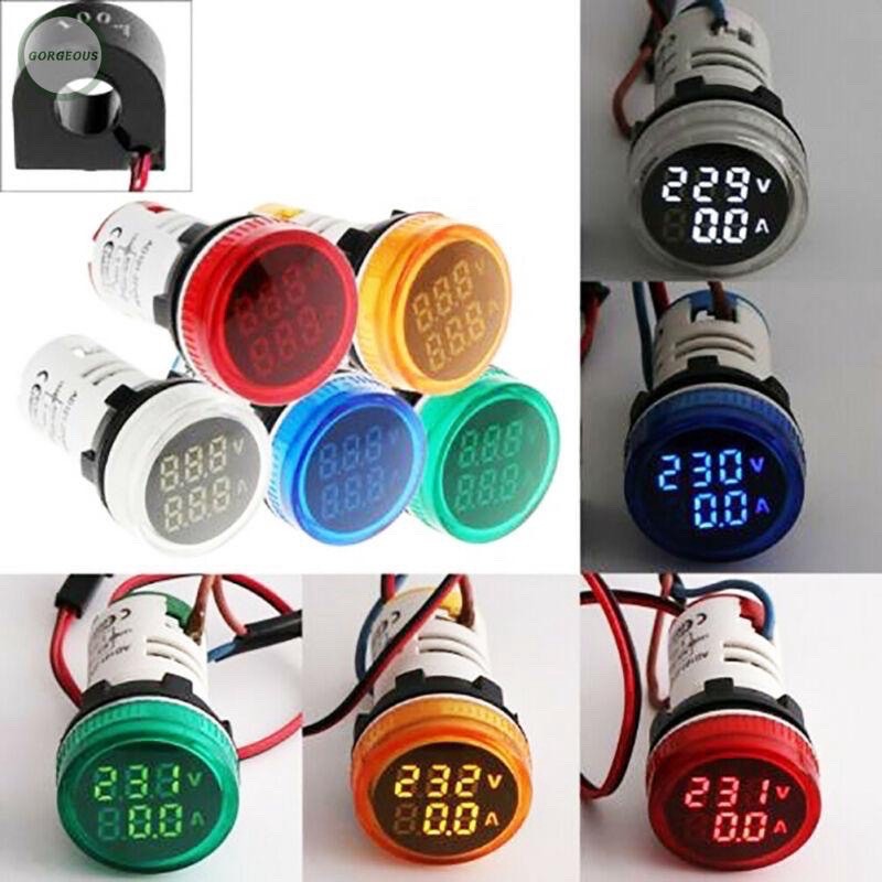 ส่งใว กทม 2 in1 AC หน้าปัท ดิจิตอล โวลต์มิเตอร์ แอมป์มิเตอร์ 22 มิลลิเมตร 50-500V, 0-100A Led Volt Amp ส่งจากไทย