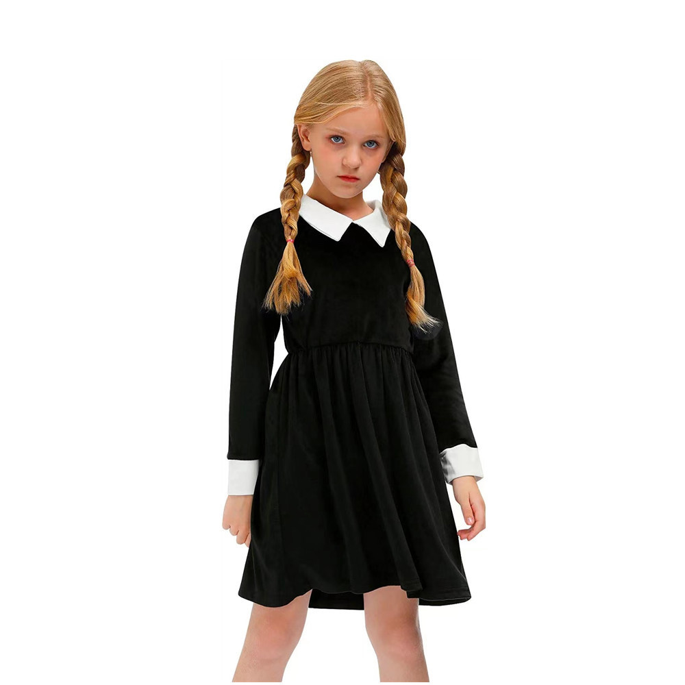 halloween costume ชุดฮาโลวีน ชุดฮาโลวีนสำหรับเด็ก สไตล์ Adams Family สีดำ ยอดนิยม