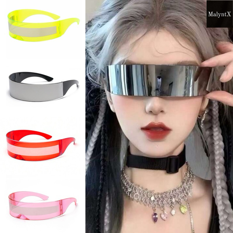 พร้อมส่ง💝 แว่นแฟชั่น ไซเบอร์พังก์ สไตล์AI เล่นสงกรานต์ หุ่นยนต์ แว่นแอสป้า มีหลายสี