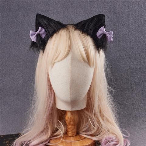 ของแต่งผมหูแมวสไตล์ Kuromi สำหรับ_cosplay_และJK_headwear_สีดำส้มสดใส