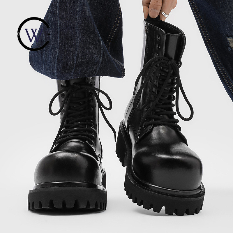 Dark สไตล์ฤดูใบไม้ร่วงใหม่หนา Soled Casual ผู้ชาย High-End สไตล์อังกฤษภายในความสูง 10 ซม.ผู้ชาย Martin Boots 23394K