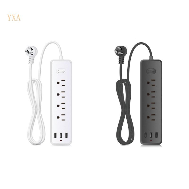 YXA Surge Protector Power Strip 4 AC-Outlets 3 พอร์ต USB 1700Joules สําหรับ Home