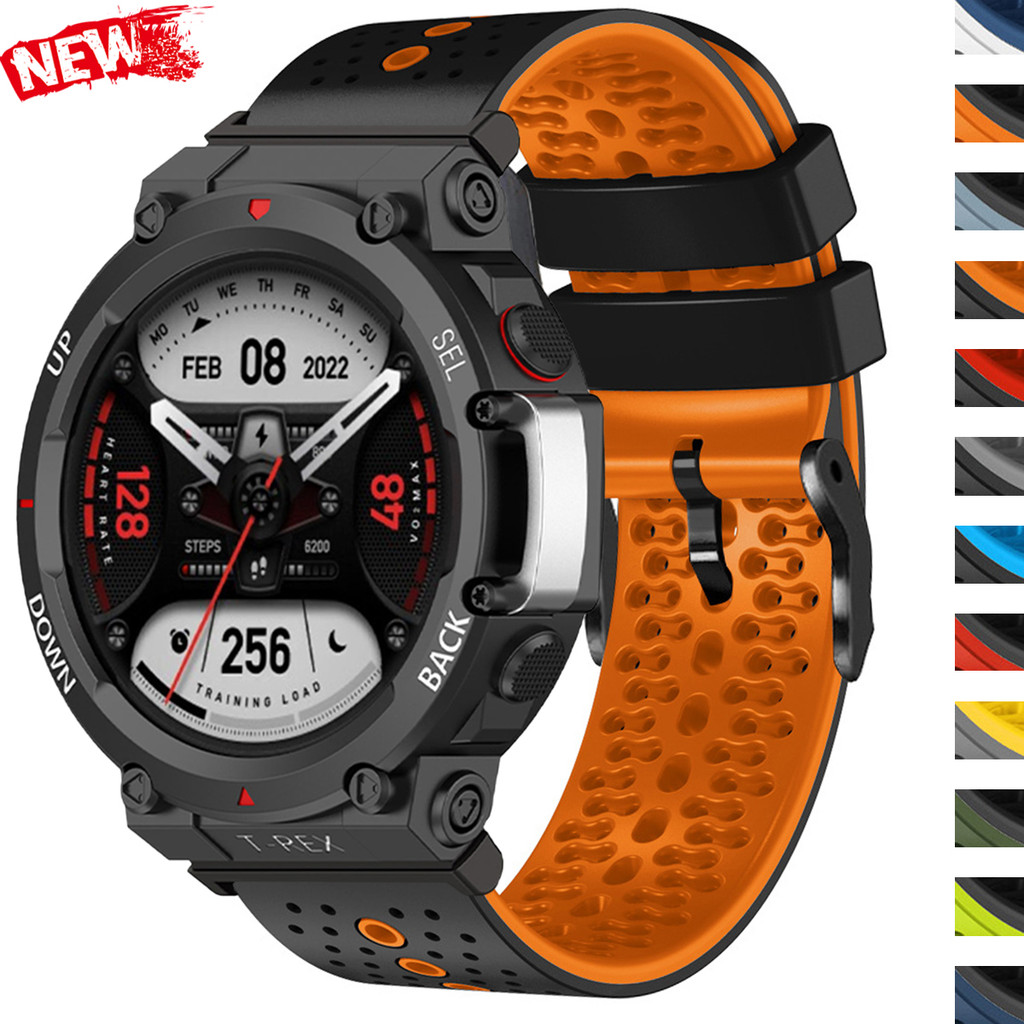 สายรัดกีฬาสําหรับ Huami Amazfit T-rex/pro/2/3 สายรัดซิลิโคนระบายอากาศสําหรับ Amazfit T-rex ultra เปลี่ยนสร้อยข้อมืออุปกรณ์เสริม