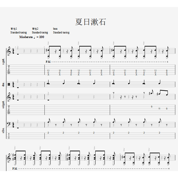 ฤดูร้อน Soseki Band Score สีส้ม Sea Band Master Score กีตาร์ Score เบส Score กลอง Score gtp ขายร้อน 