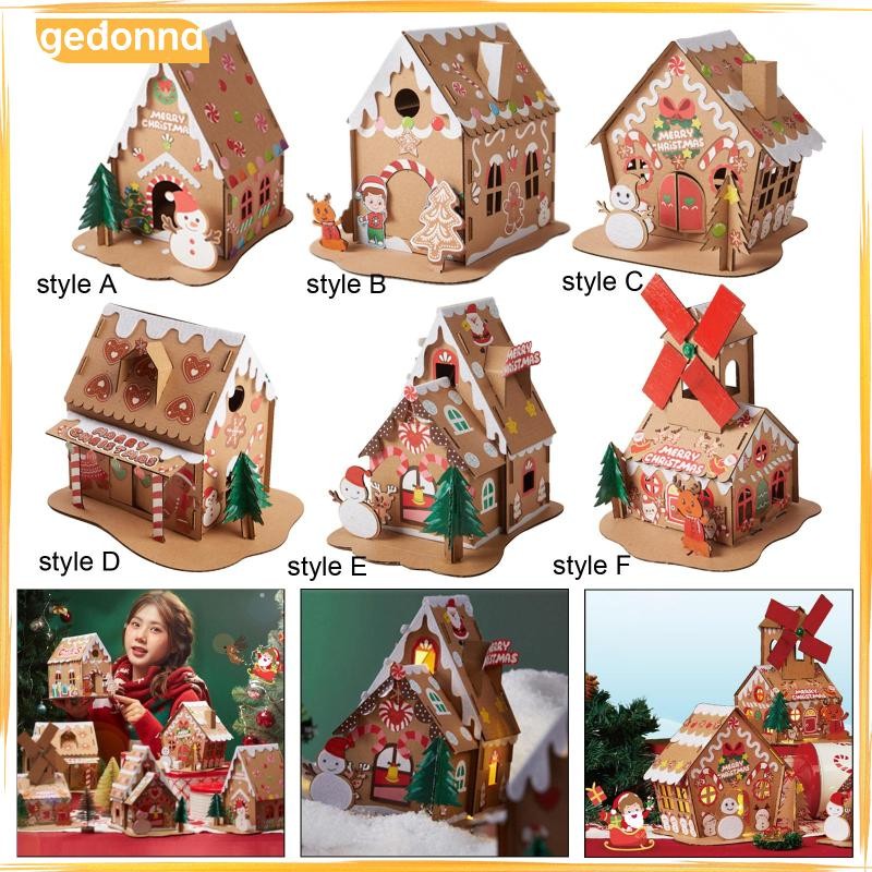 [gedonna] DIY Christmas Houses Party Favors Christmas Holiday Craft Unassembly Cardboard