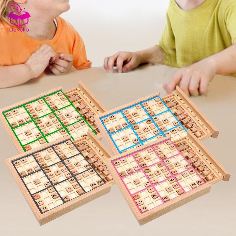 [chiwanji2mf] Wooden Sudoku Board Family Game ชุดของเล่นเพื่อการศึกษาสําหรับเด็กของขวัญคริสต์มาส
