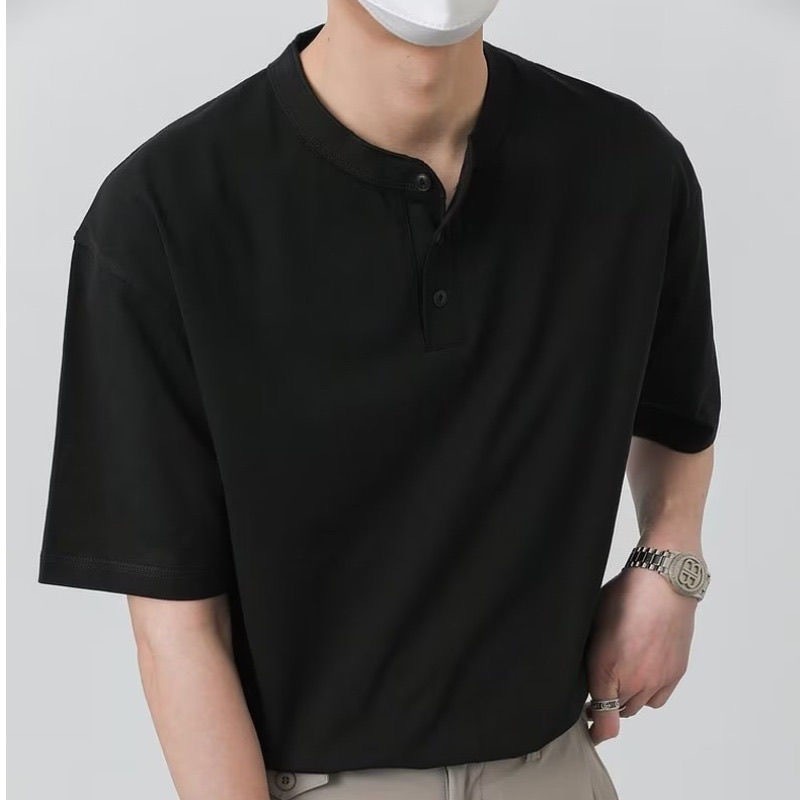 Chaistyle เสื้อยืดผู้ชายแบบบางสำหรับฤดูร้อน  เสื้อโปโลทรงหลวม  ระบายอากาศได้ดี  ยอดนิยม  ผ้าฝ้ายแท้  ลมอ่อน  กีฬา