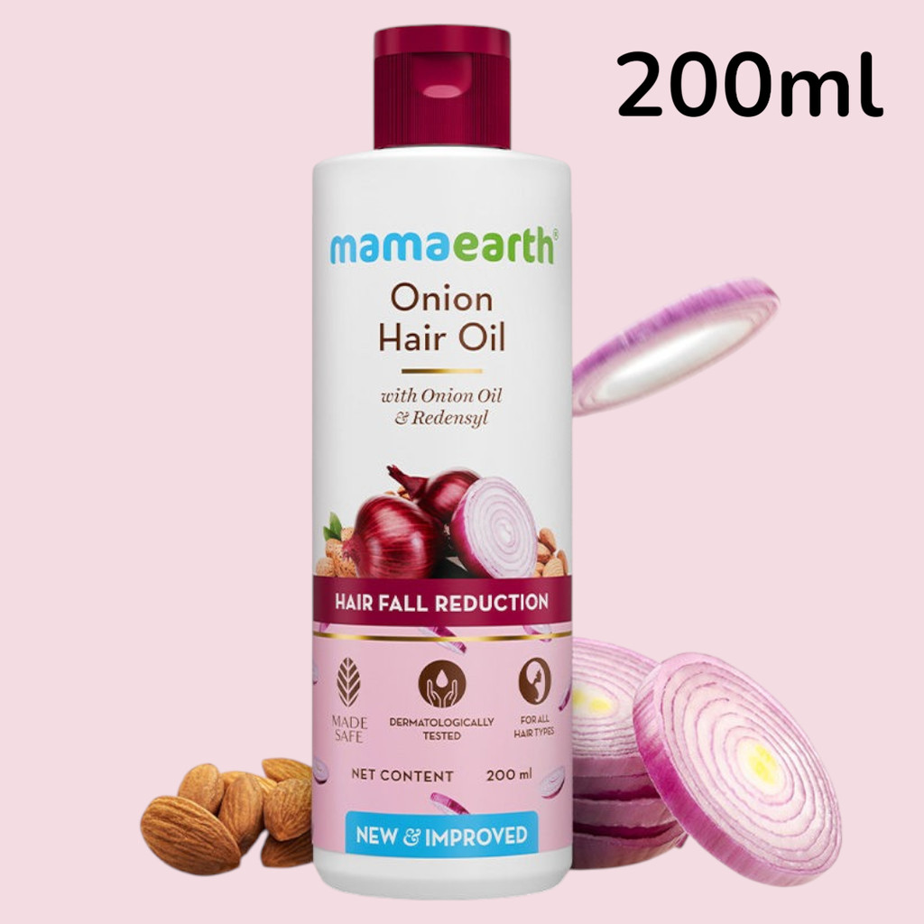 Mamaearth Onion Hair Oil & Redensyl for Hair Fall Control | Boosts Hair Growth | 200 มล.