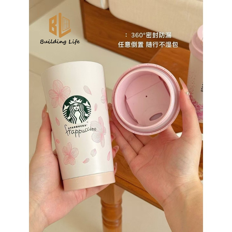2025 World Starbucks Sakura Coffee Cup ใหม่ High-Looking Car-mounted Direct Drink สแตนเลส Insulated 