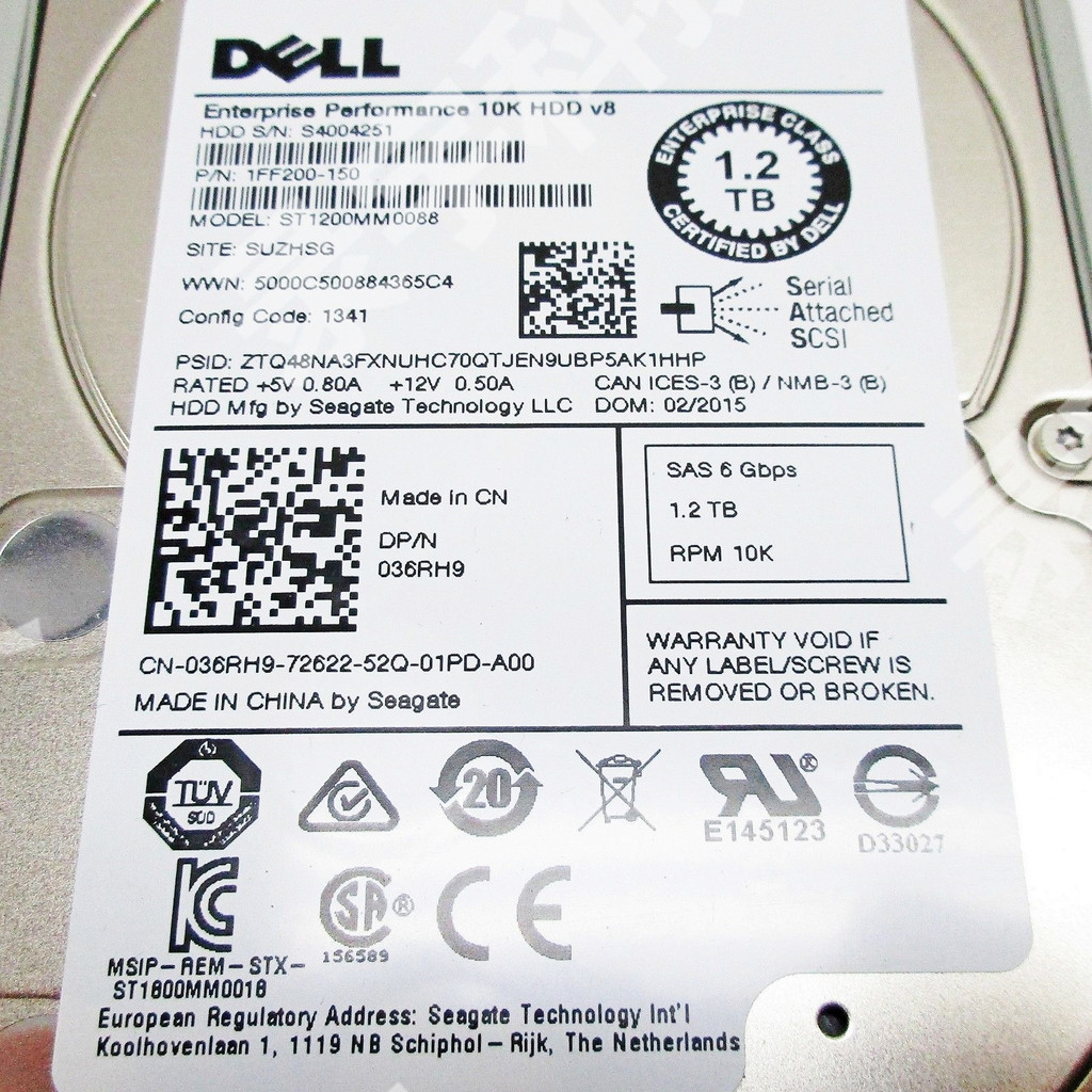 DELL 1.2 TB 7.2K SAS 2.5 ST1200MM0088 036RH9 36RH9 ฮาร์ดไดรฟ์เซิร์ฟเวอร์