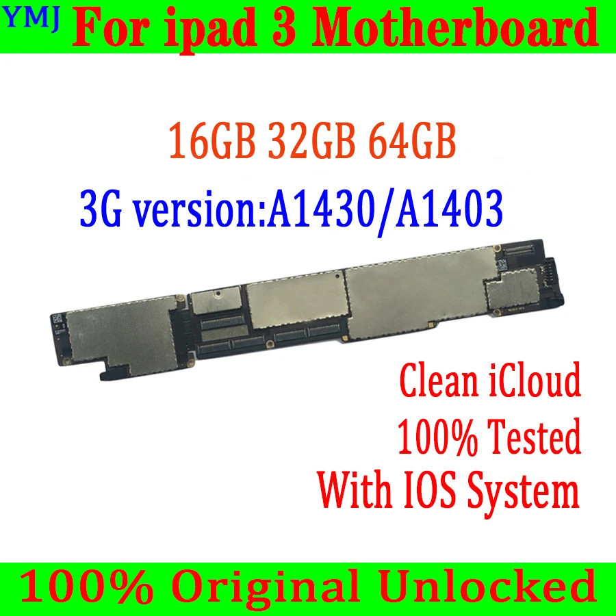 จัดส่งฟรี A1416 รุ่น Wifi และ A1430/A1403 3G รุ่นเมนบอร์ดสําหรับ iPad 3 เมนบอร์ดทําความสะอาด icloud 