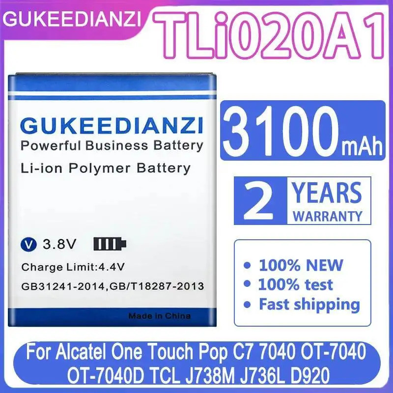 แบตเตอรี่โทรศัพท์มือถือ Tli020a1 3100Mah สําหรับ Alcatel One Touch Pop C7 7040 OT-7040 OT-7040D สําห