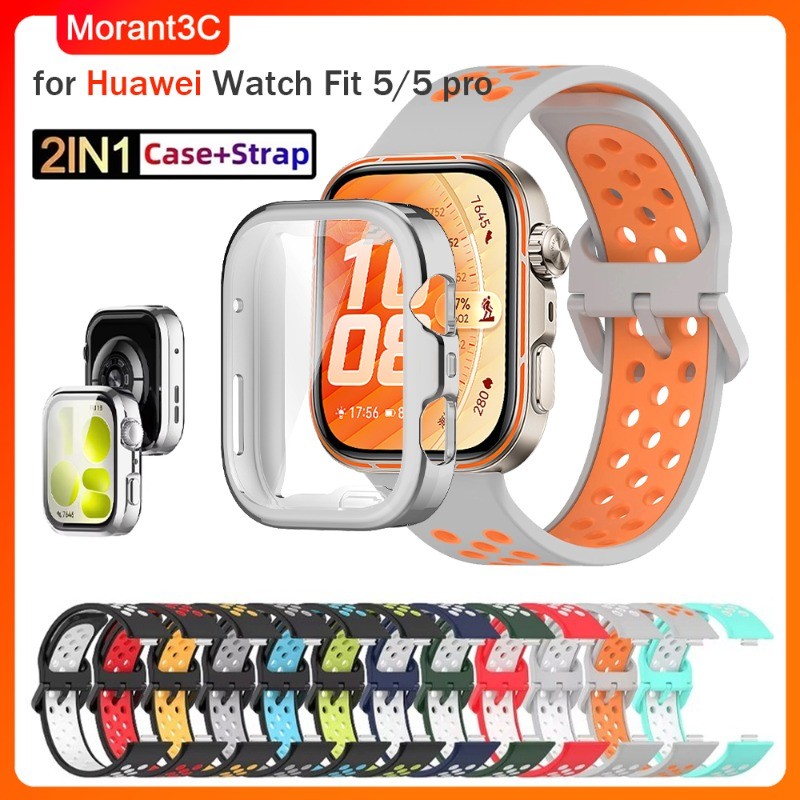 TPU หน้าจอป้องกัน Soft case + Strap สําหรับ Huawei Watch Fit 5/Fit 5 Pro สายรัดข้อมือซิลิโคนสําหรับ Huawei Watch Fit 3/4/4 pro band