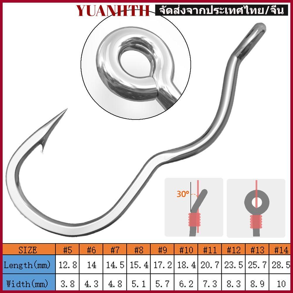 YUANGTH ตะขอตกปลามาตรฐาน 12 ชิ้น/แพ็ค ทำจากเหล็กคาร์บอนสูง ป้องกันการลื่น มีคมดี พร้อมใช้งานทุกลักษณะการตกปลา