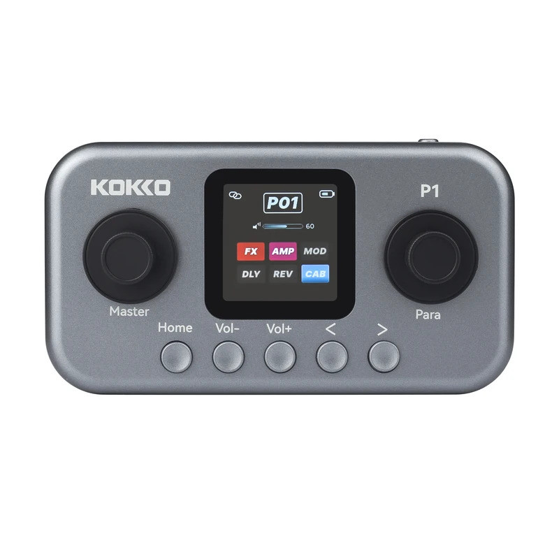 Kokko P1 Grey Pocket Multi-Effects Guitar Pedal พร้อม OTG, 20 Cab Sims 7 Modulations 5 Delays 6 Reve