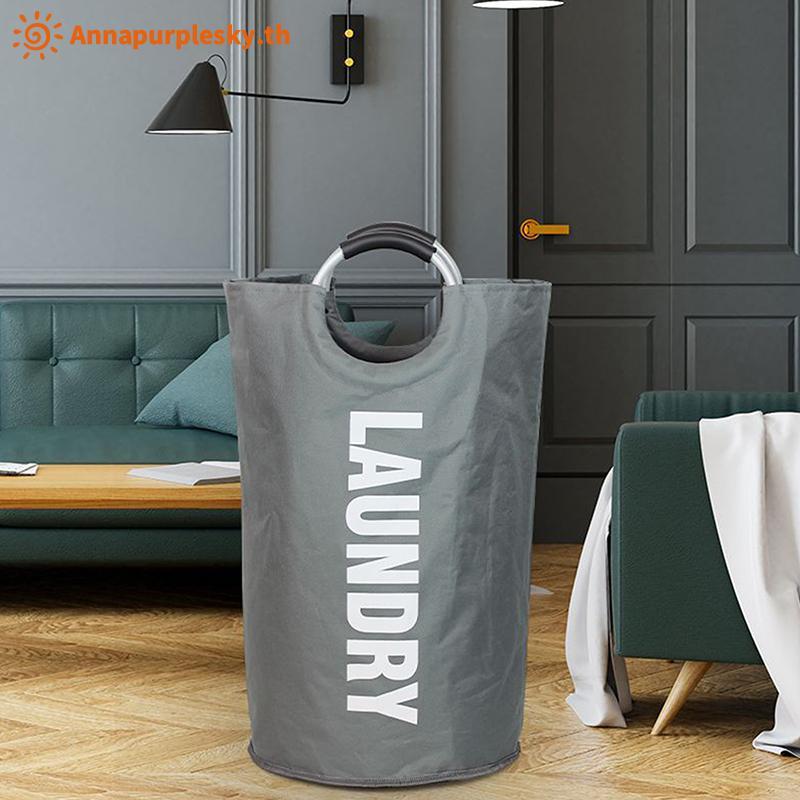 Annapursky 90L Super Laundry Basket ผ้า Oxford ถุงซักผ้ากันน้ําพร้อมตะกร้าหูหิ้ว TH