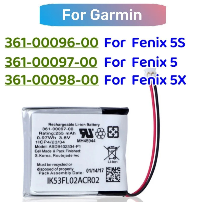 ใหม่เปลี่ยนแบตเตอรี่ 361-00097-00 361-00096-00 361-00098-00 สําหรับ Garmin Fenix 5 Fenix 5S Fenix 5X สมาร์ทนาฬิกาแบตเตอรี่