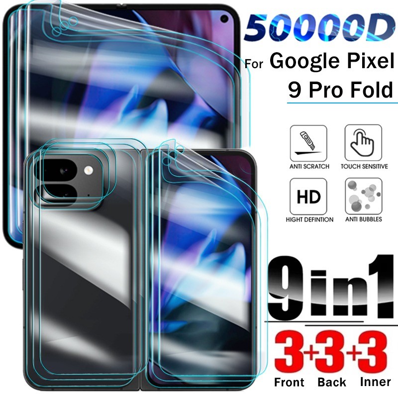 3 in 1 โทรศัพท์พับได้ฟิล์มไฮโดรเจลสําหรับGoogle Pixel 9 10 11 ProพับAnti-Scratch HD Clear Screen Pro