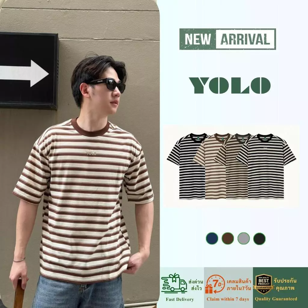 YOLO เสื้อยืด OVERSIZE เสื้อยืดโอเวอร์ไซส์ เสื้อคอตตอน คอกลม Y2660
