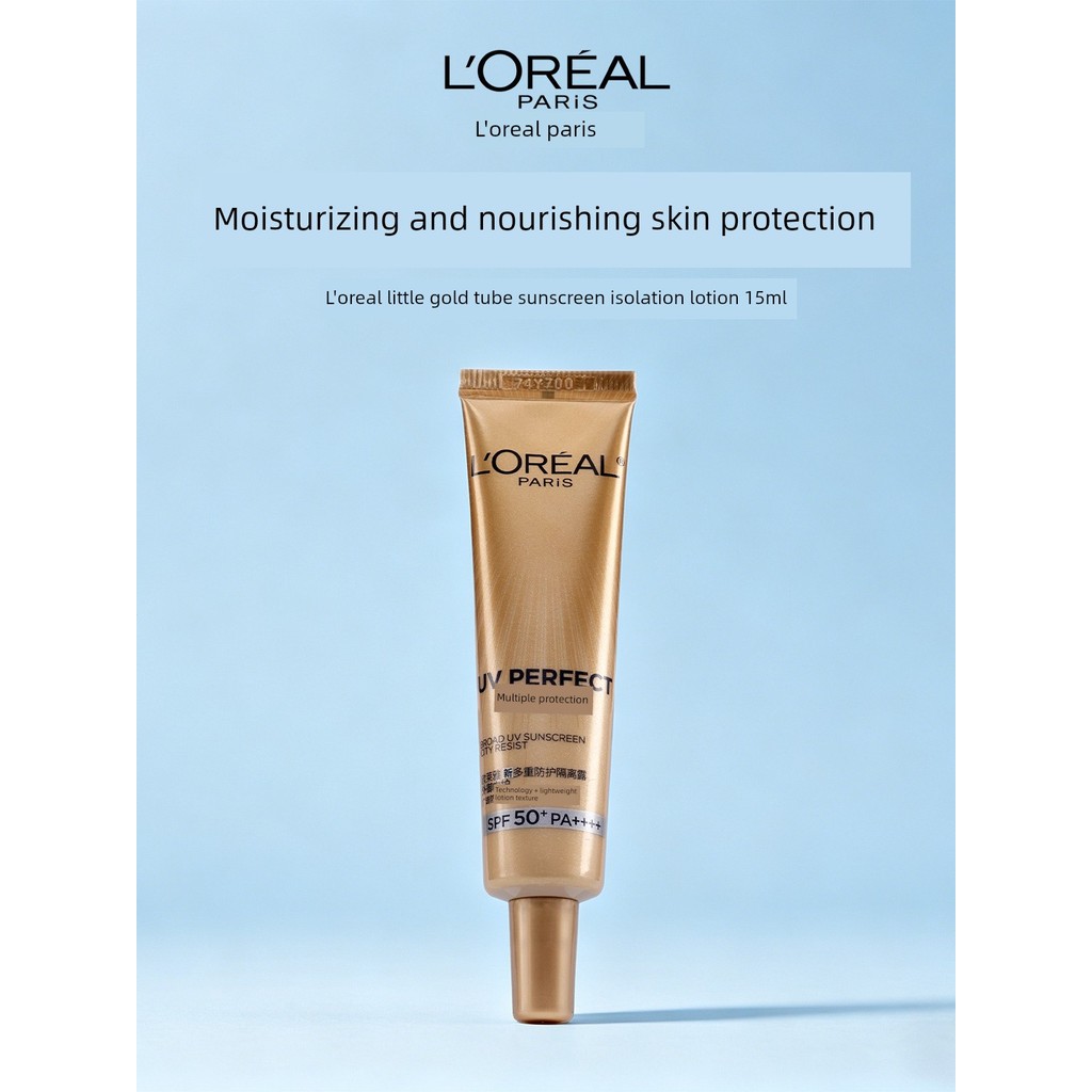 กันแดด กันแดดหน้า LOreal Small Golden Tube Sunscreen Cream 15ml Facial Anti-Ultraviolet Repair Isola